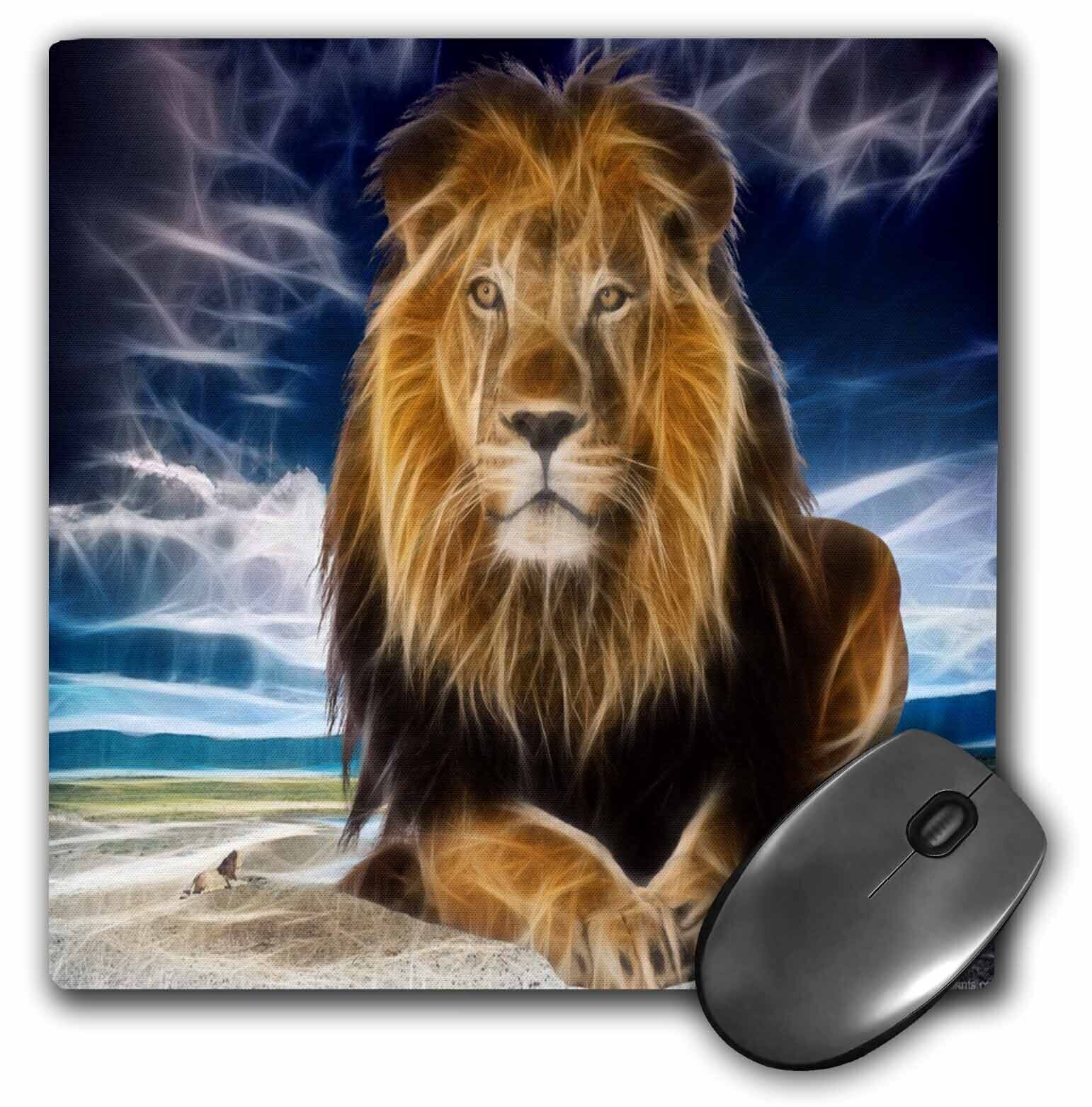 3dRose King of the jungle, stunning lion on the prairie with digital affects Mou