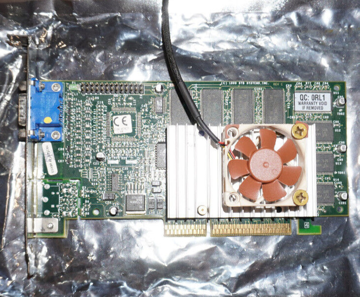 Vintage 3dfx Voodoo3 3000 16MB AGP Video Card VGA Only with Fan 210-0364-003