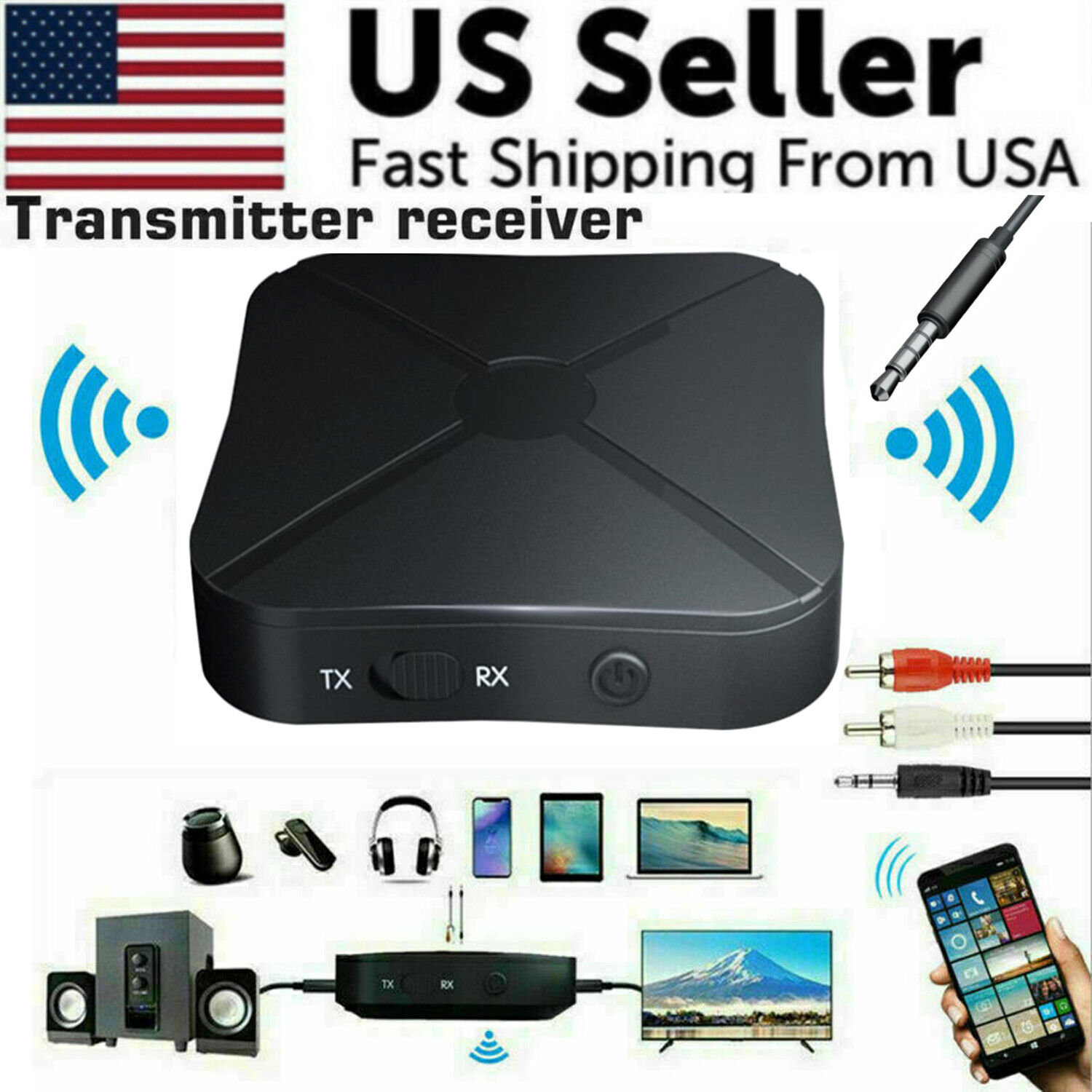 2in1 Bluetooth Transmitter Receiver Wireless Adapter TV Home Stereo A2DP Audio