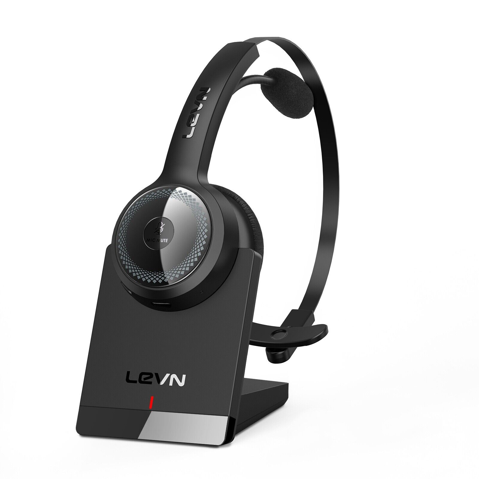 LEVN Bluetooth 5.2 Wireless Headset + Microphone AI Noise Cancelling For Trucker
