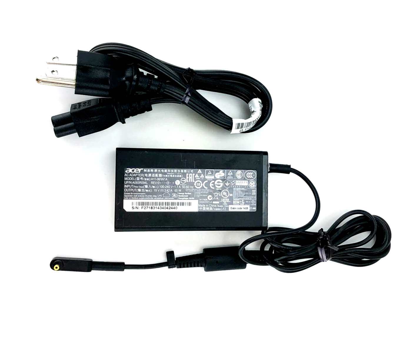 Genuine Acer Aspire A515-47 A515-57 A517-53 AC Adapter Charger & Cord 65W