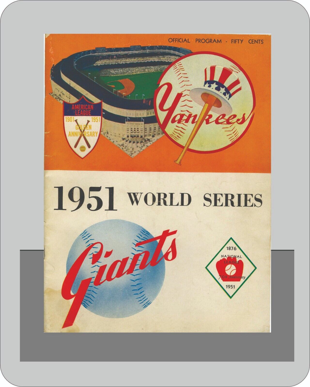 1951 W Series Yankees Giants Program Baseball  Mouse Pad Poster 7 3/4  x 9\