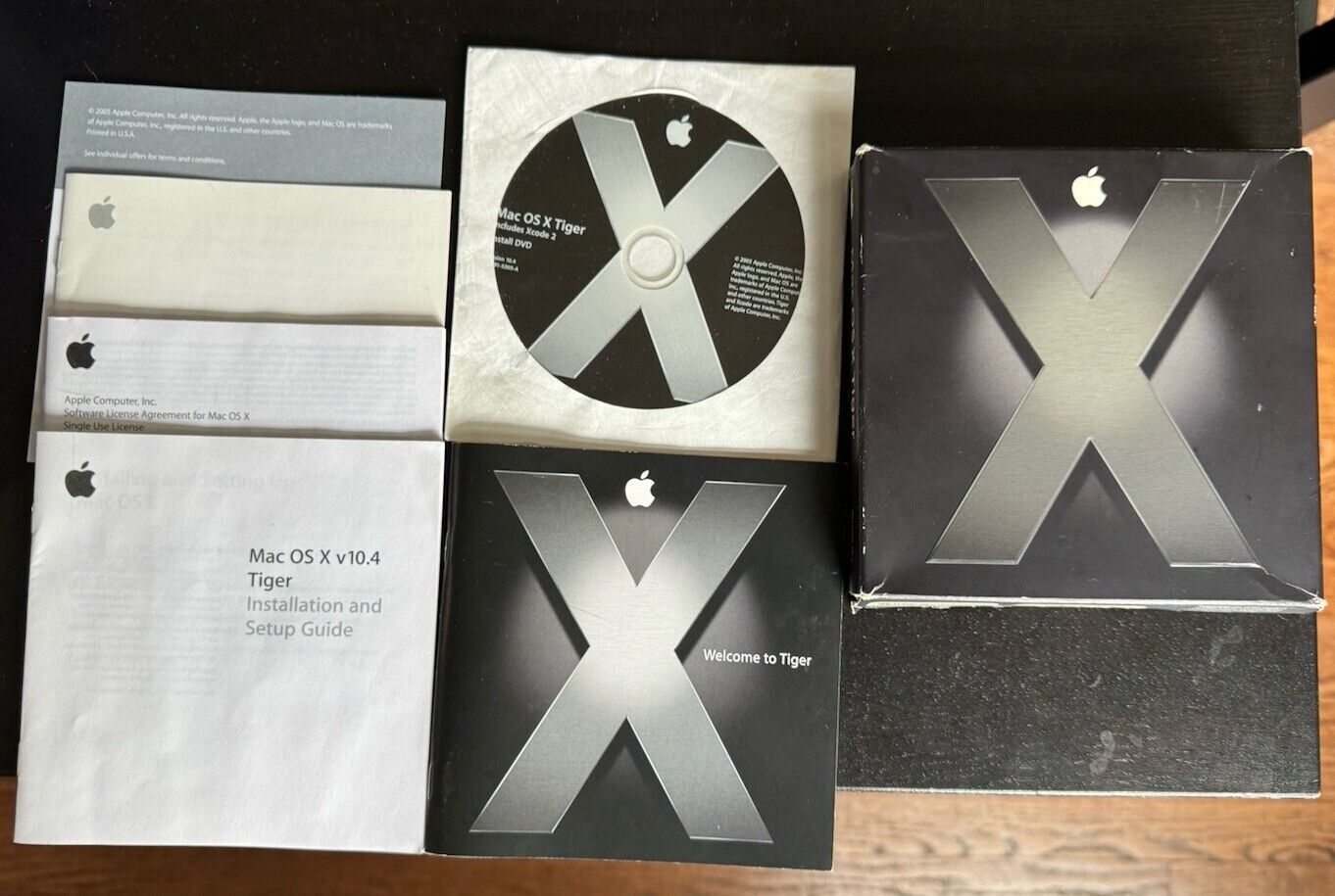 APPLE MAC OS X TIGER 10.4.6 RETAIL BOX INSTALL DVD AND DOCUMENTATION