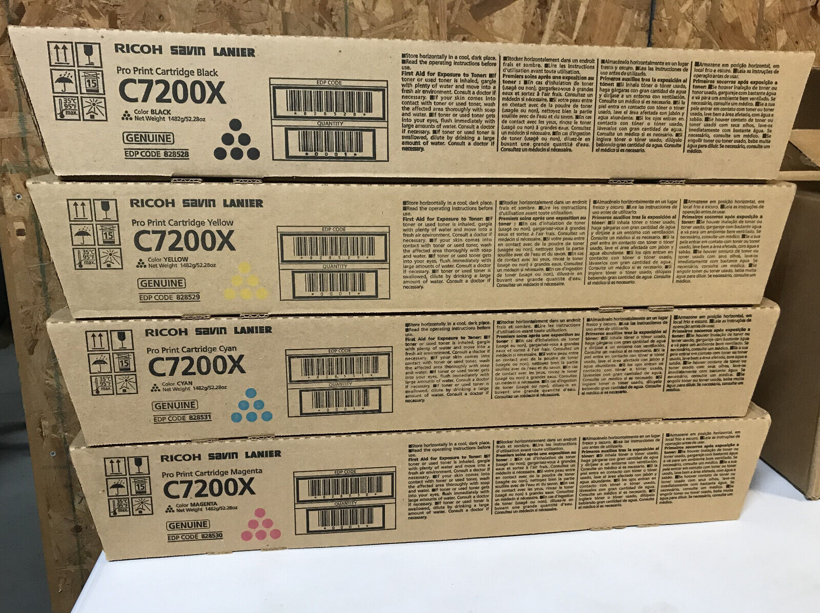 Set of  New Genuine Ricoh Toner Pro C7200x  828528  828529  828530  828531