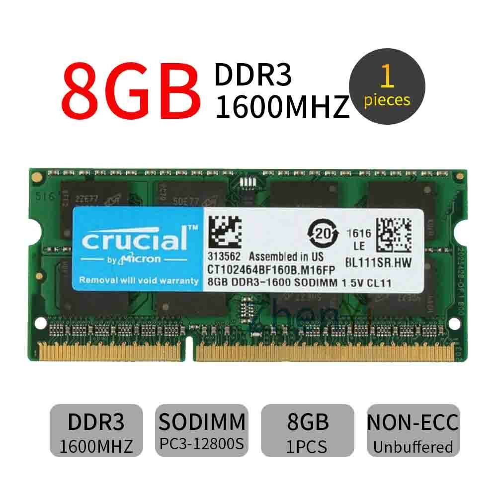 Crucial 32GB 16GB 8GB PC3-12800S DDR3 1600MHz SODIMM 204Pin Laptop Memory Lot AB