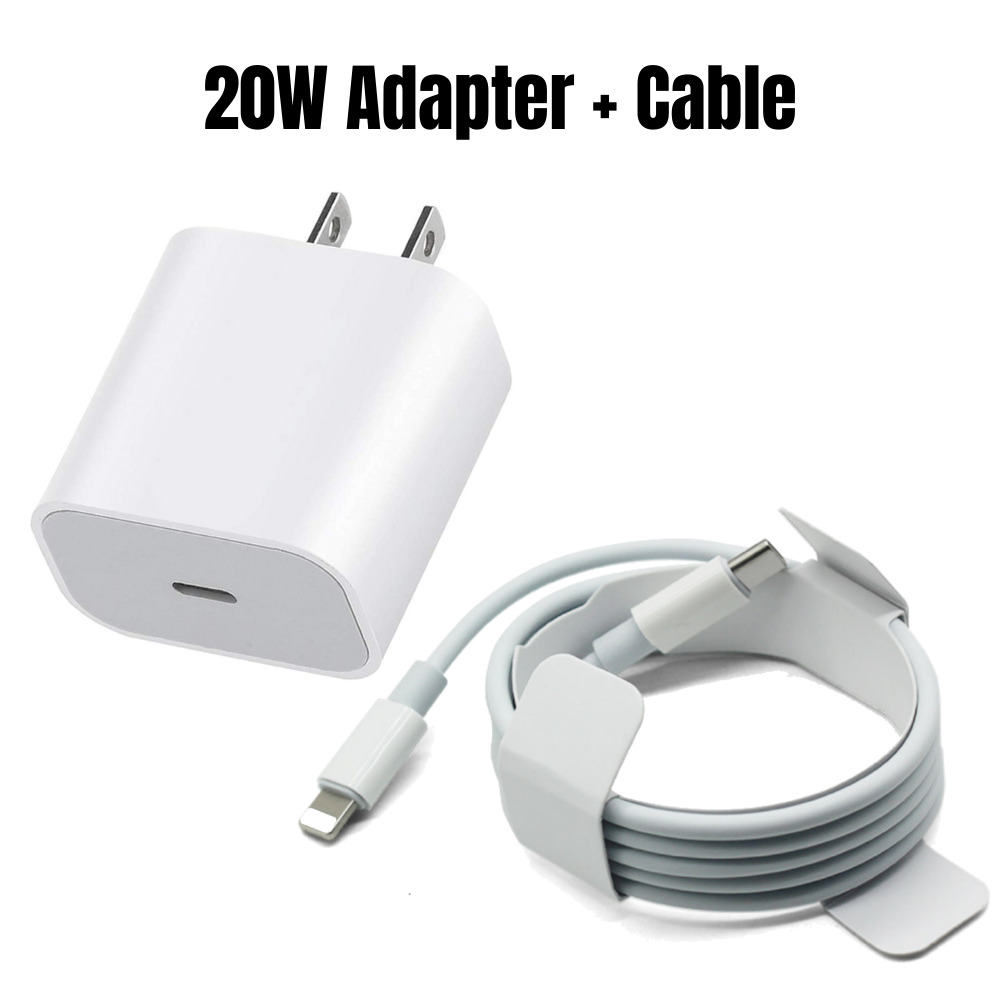 Bulk Lot 20W Fast Charger For iPhone 14 13 12 11 Pro Max USB-C Adapter PD Cable