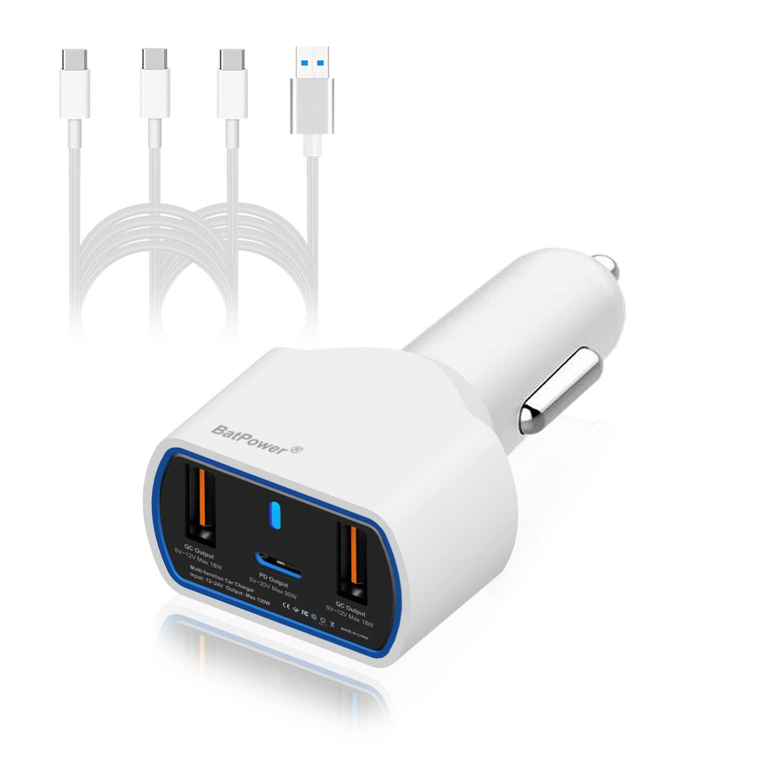 BatPower UL 120W 87W 61W Apple MacBook Pro Air USB C Car Charger Power Adapter