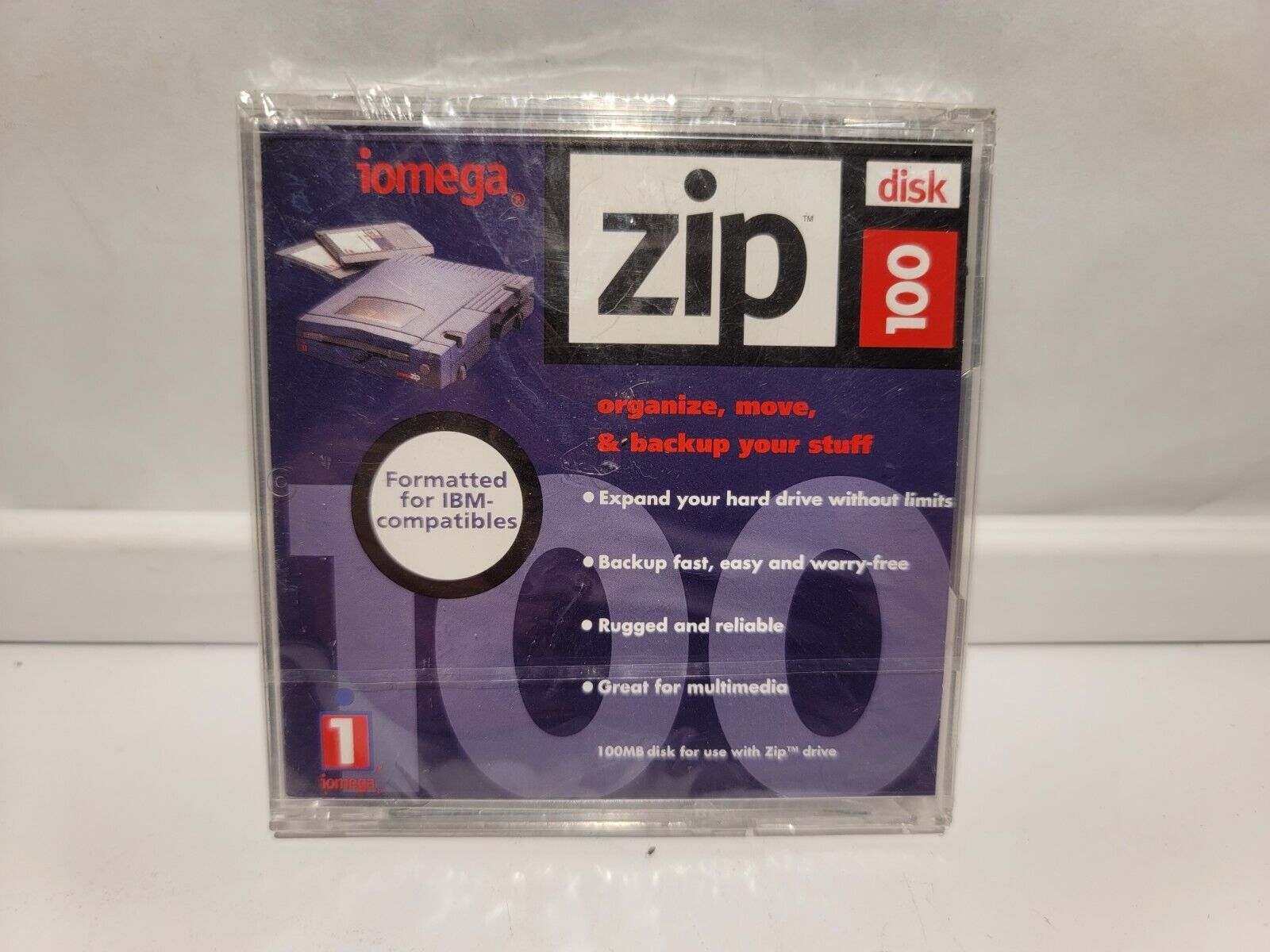 Iomega ZIP 100 Formatted IBM Compatibles 100Mb ZIP Disk With Open Jewel Case