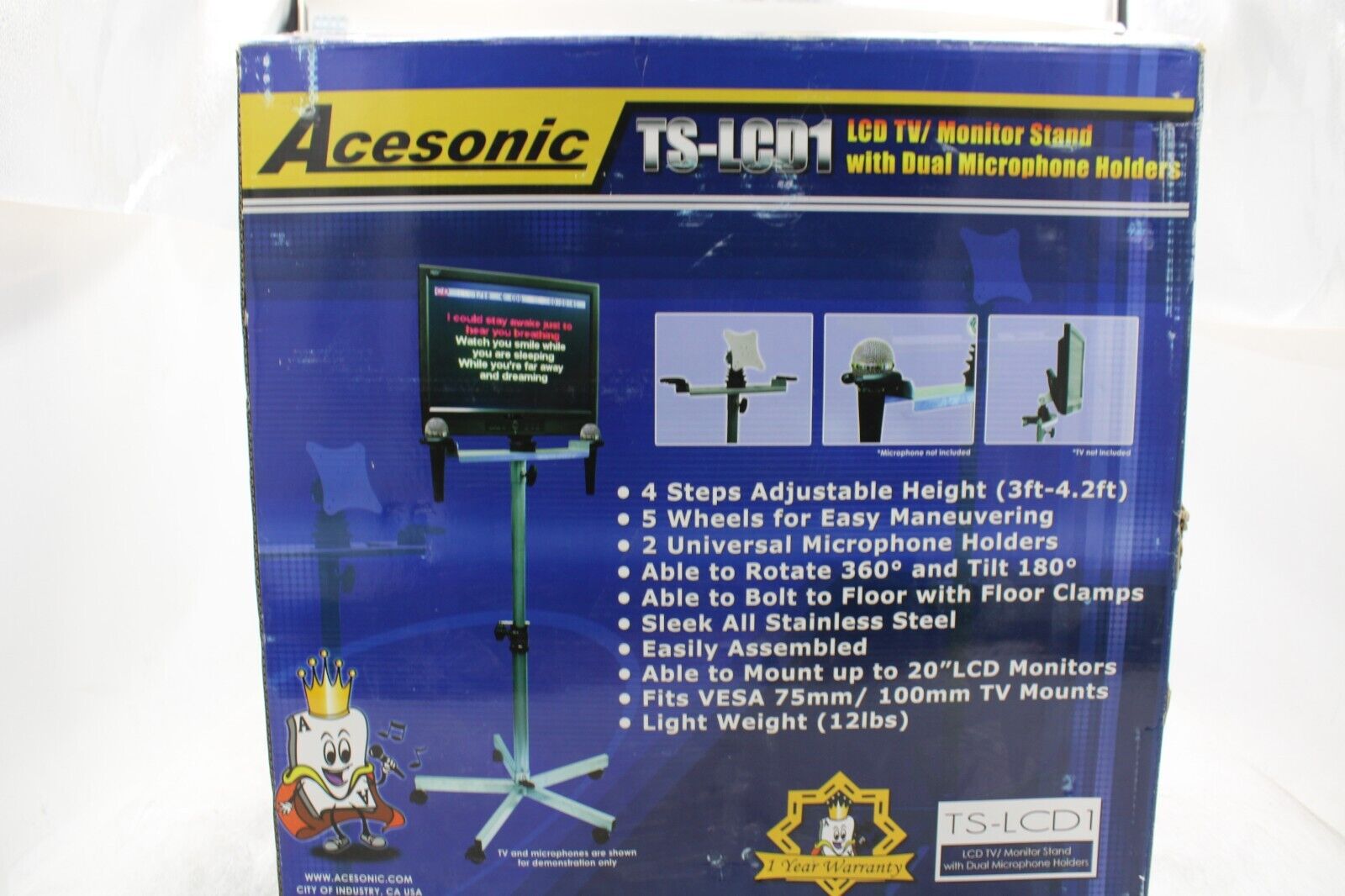 Acesonic USA LCD-1-1 LCD TV/Monitor Stand NEW OPEN BOX