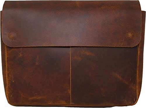 Leather Laptop Sleeve Portfolio Bag – Spacious, Handmade Strapless Design Dis...