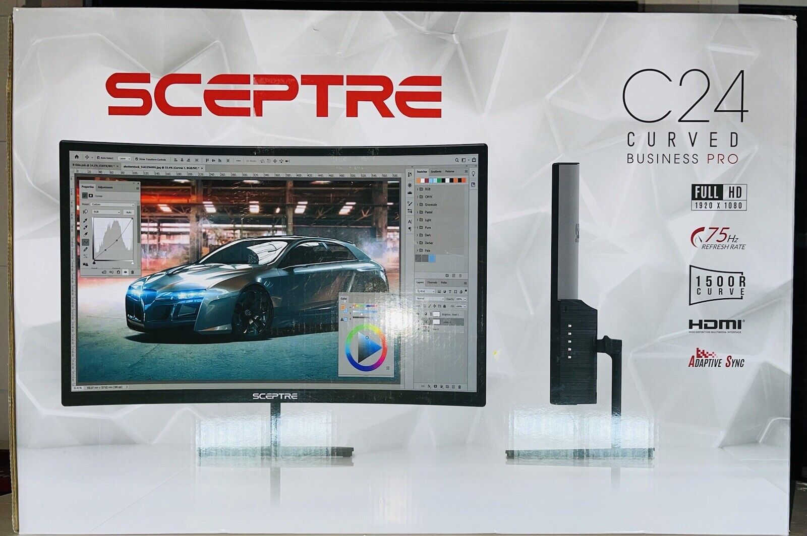 Sceptre C248W1920RN 24 inch LED Curved Monitor with Built-In Speakers