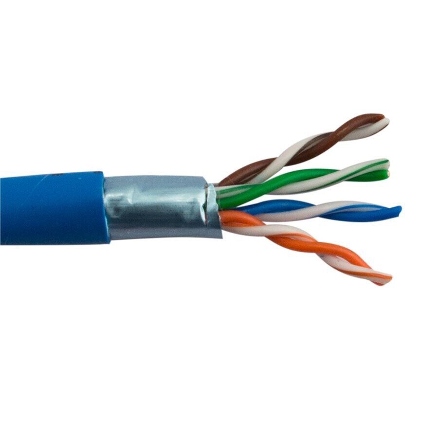 SCP CAT5E-SH-BL Cable Cat5e Shielded 350 Mhz 24AWG Solid BC, Blue, 1000\' Box
