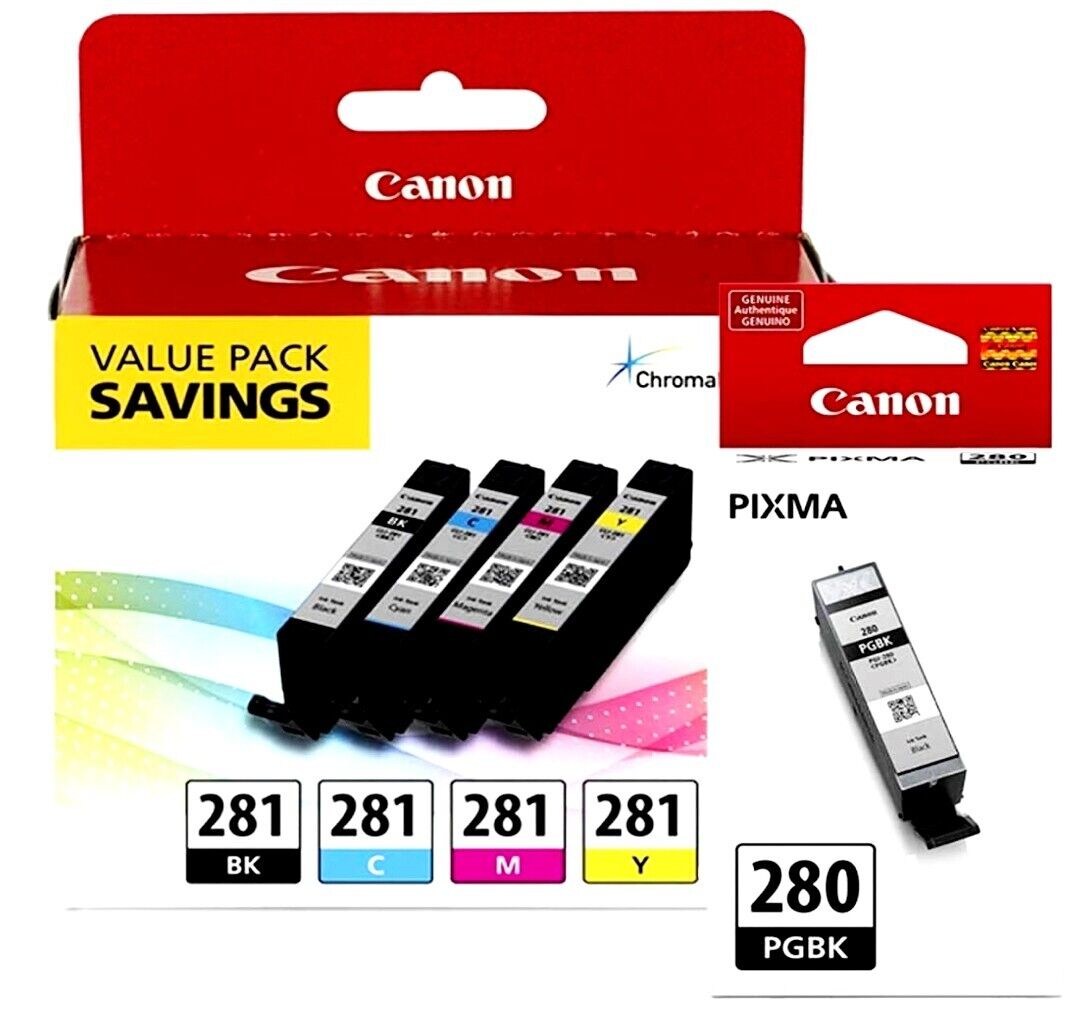 Genuine Canon PGI-280 CLI-281 Ink Cartridge-B/C/M/Y) NEW Setup For TS8320 TR7520