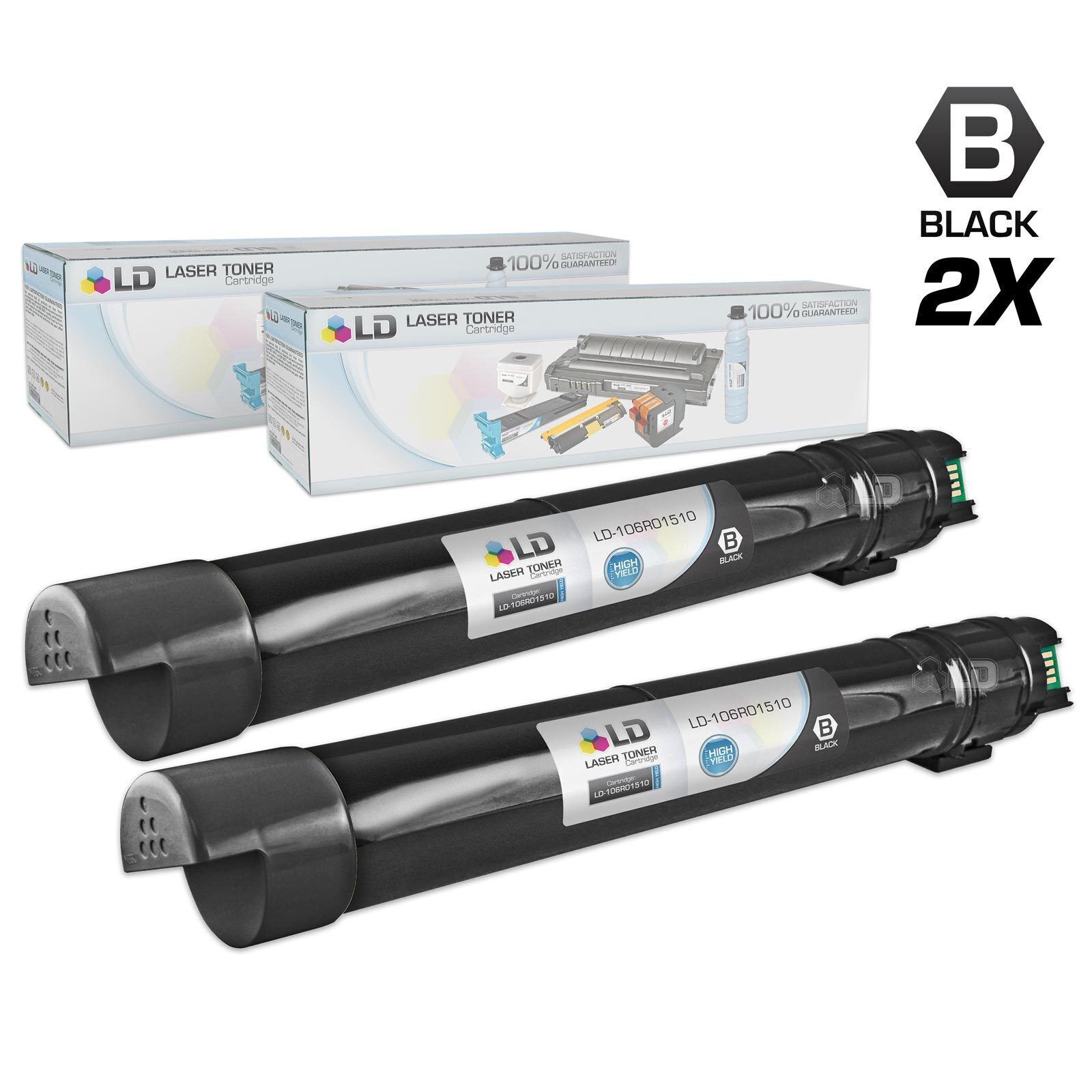 LD 2 Pack 106R01510 106R1510 Black Laser Toner Cartridge for Xerox Phaser 6700