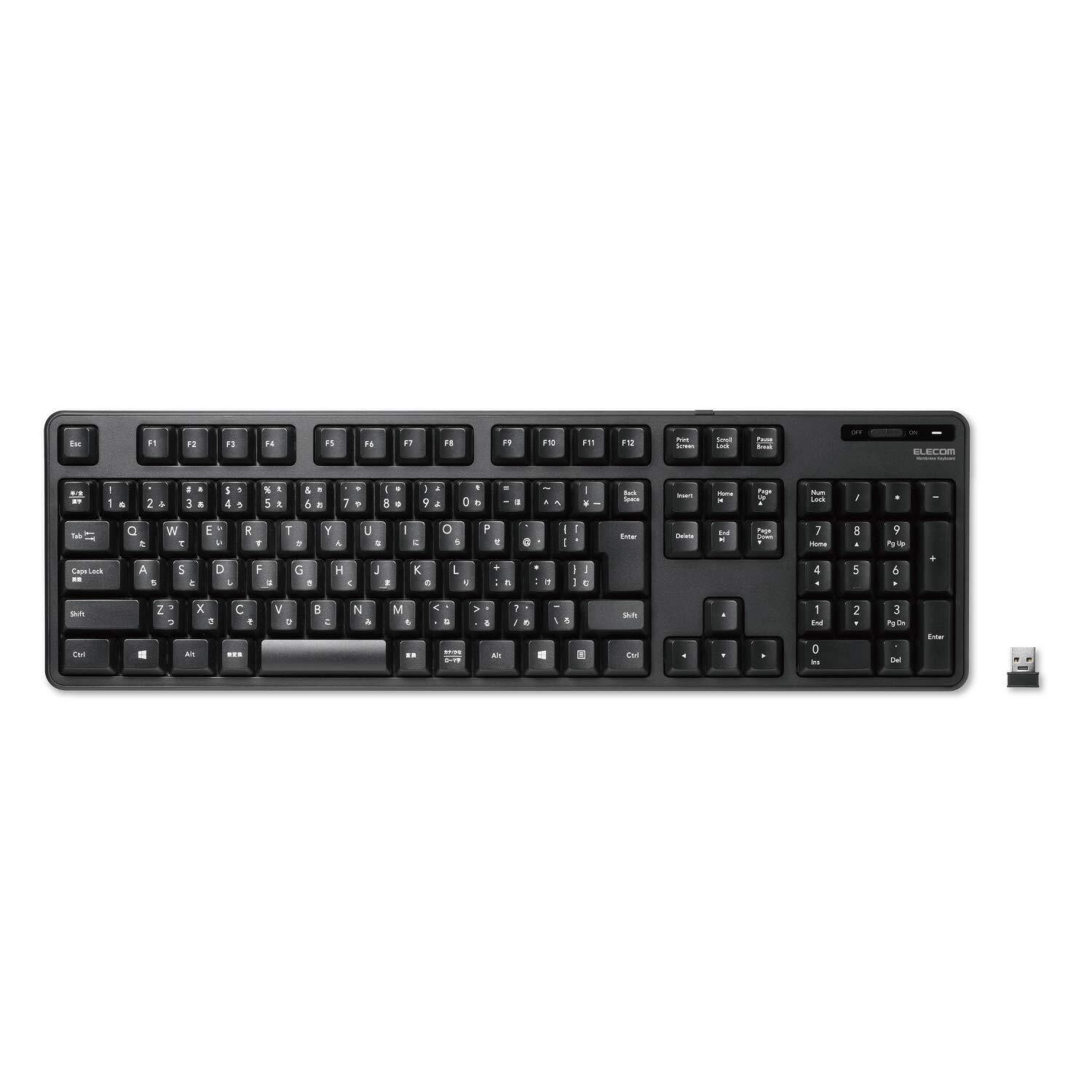 ELECOM Japanese Layout USB 2.4GHz Wireless Basic Keyboard for Computer and Lap