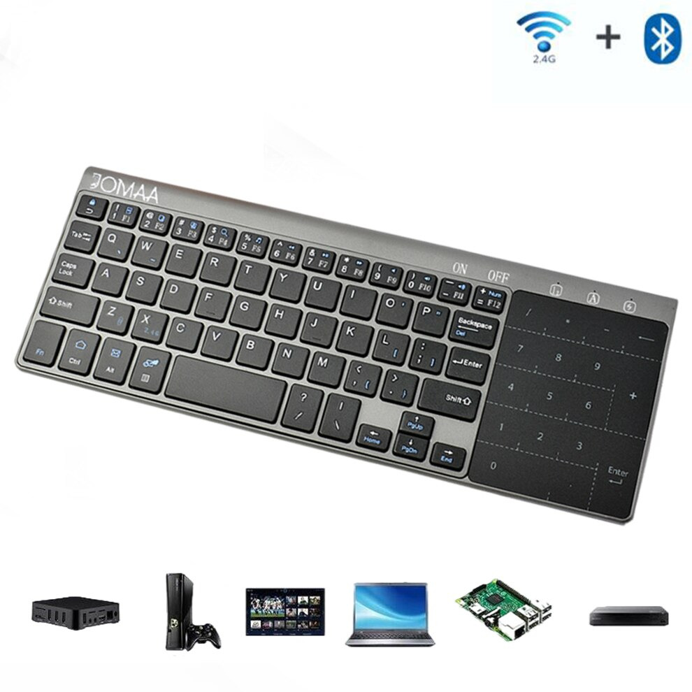 Bluetooth Keyboard with Built-In Touchpad Mini 2.4G Wireless Portable Lightweigh