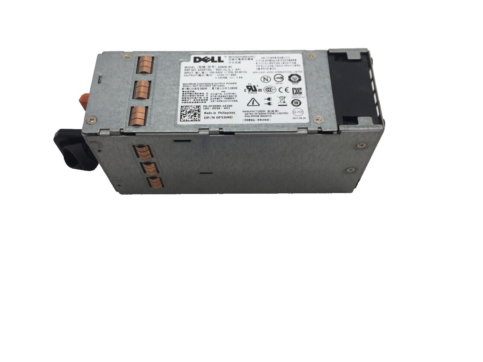 Dell A580E-S0 580w Redundant Power Supply PowerEdge T410 Server 0F5XMD PSU