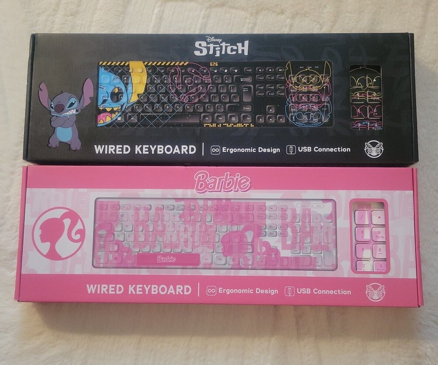 Barbie AND Lilo  & Stitch Wired USB PC Keyboards Brand New Fast Shipping