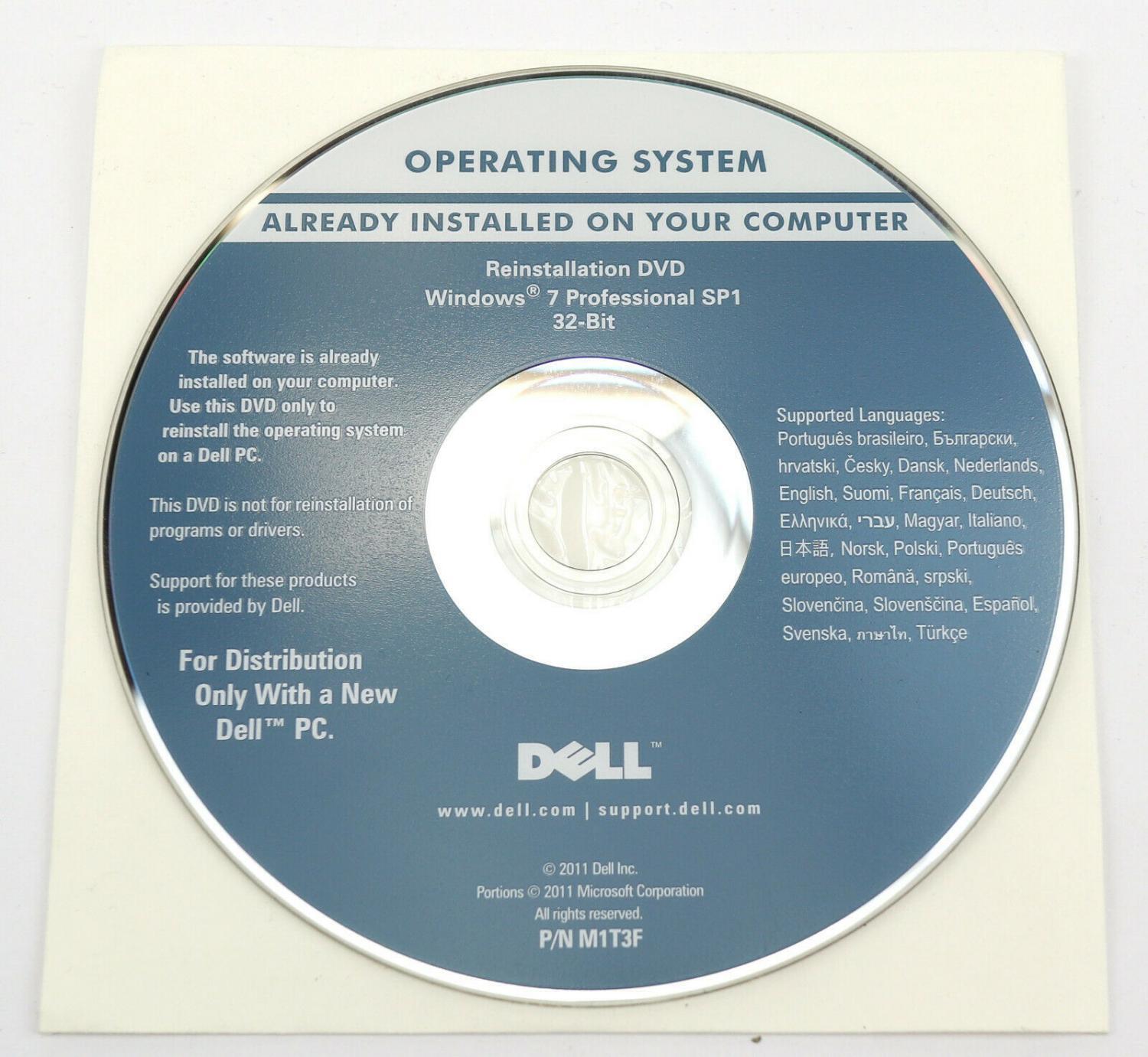 Dell Reinstallation/Recovery DVD Windows 7 Pro SP1 32-Bit - German + Multilingual