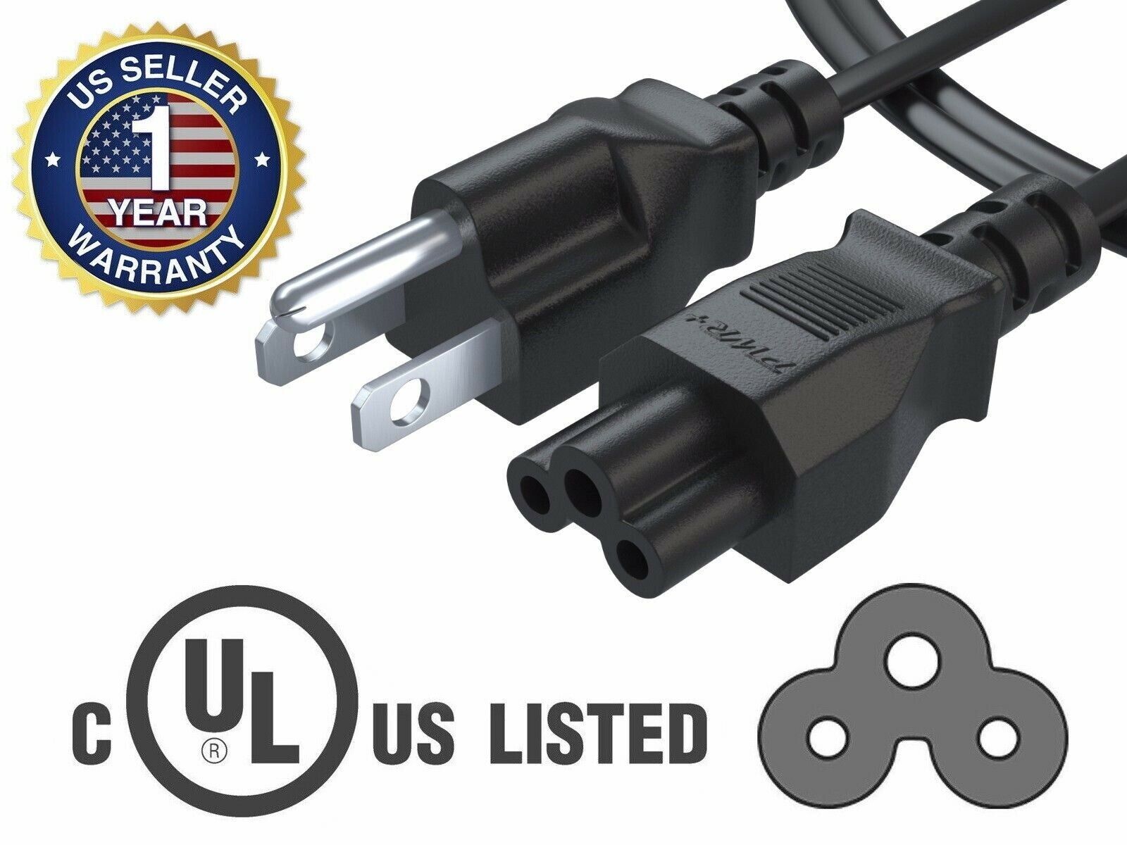3Ft Power Cord for Laptop Charger 3-Prong
