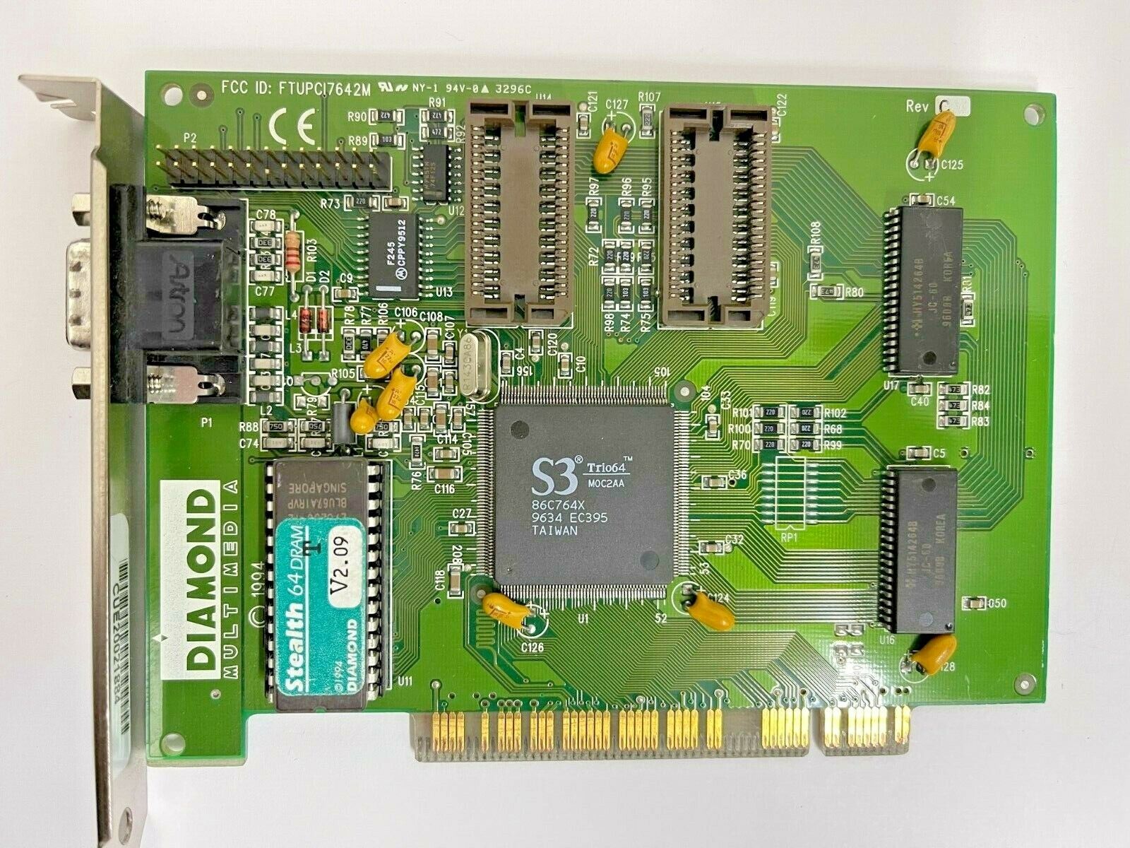 RARE VINTAGE DIAMOND STEALTH 64 S3 TRIO64 PCI 1 MB PCI VGA CARD FTUPC1742M MXB30