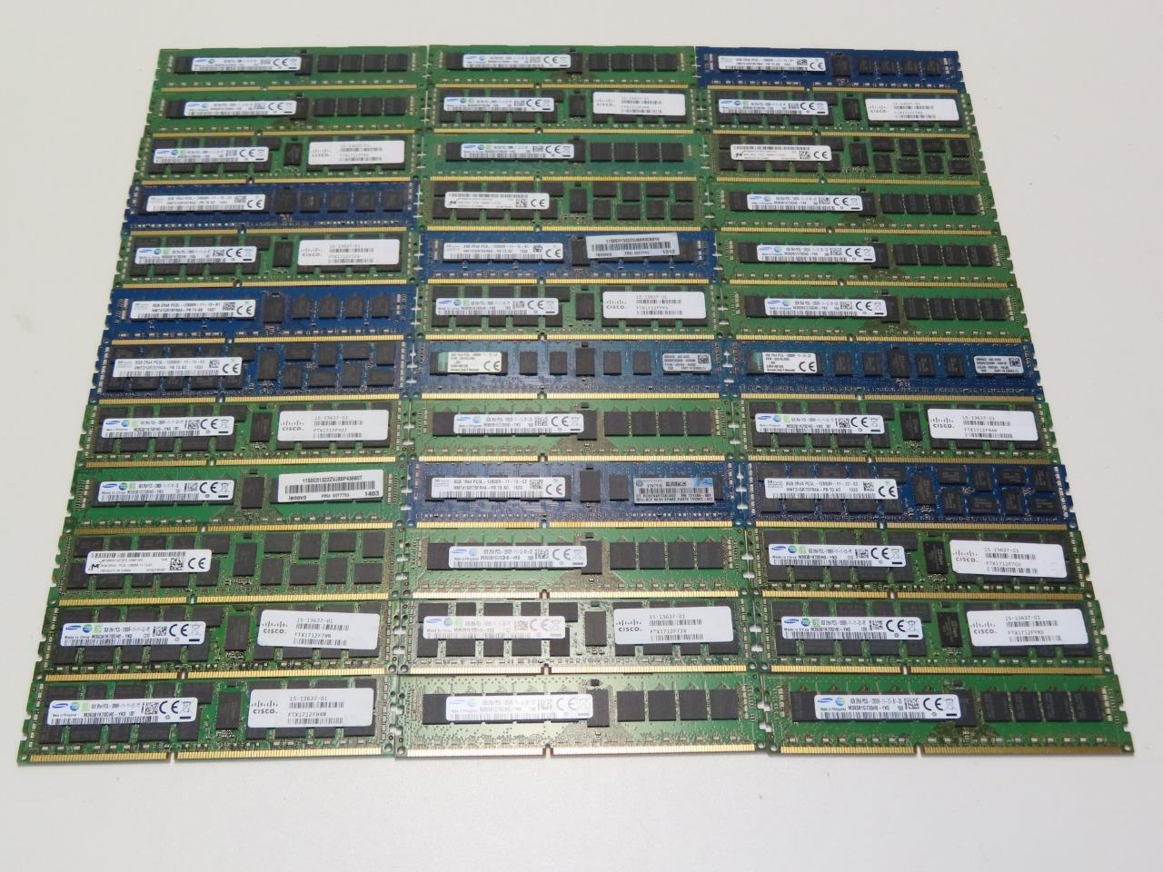 LOT OF 36X MIXED BRAND 8GB PC3L-12800R SERVER RAM MEMORY