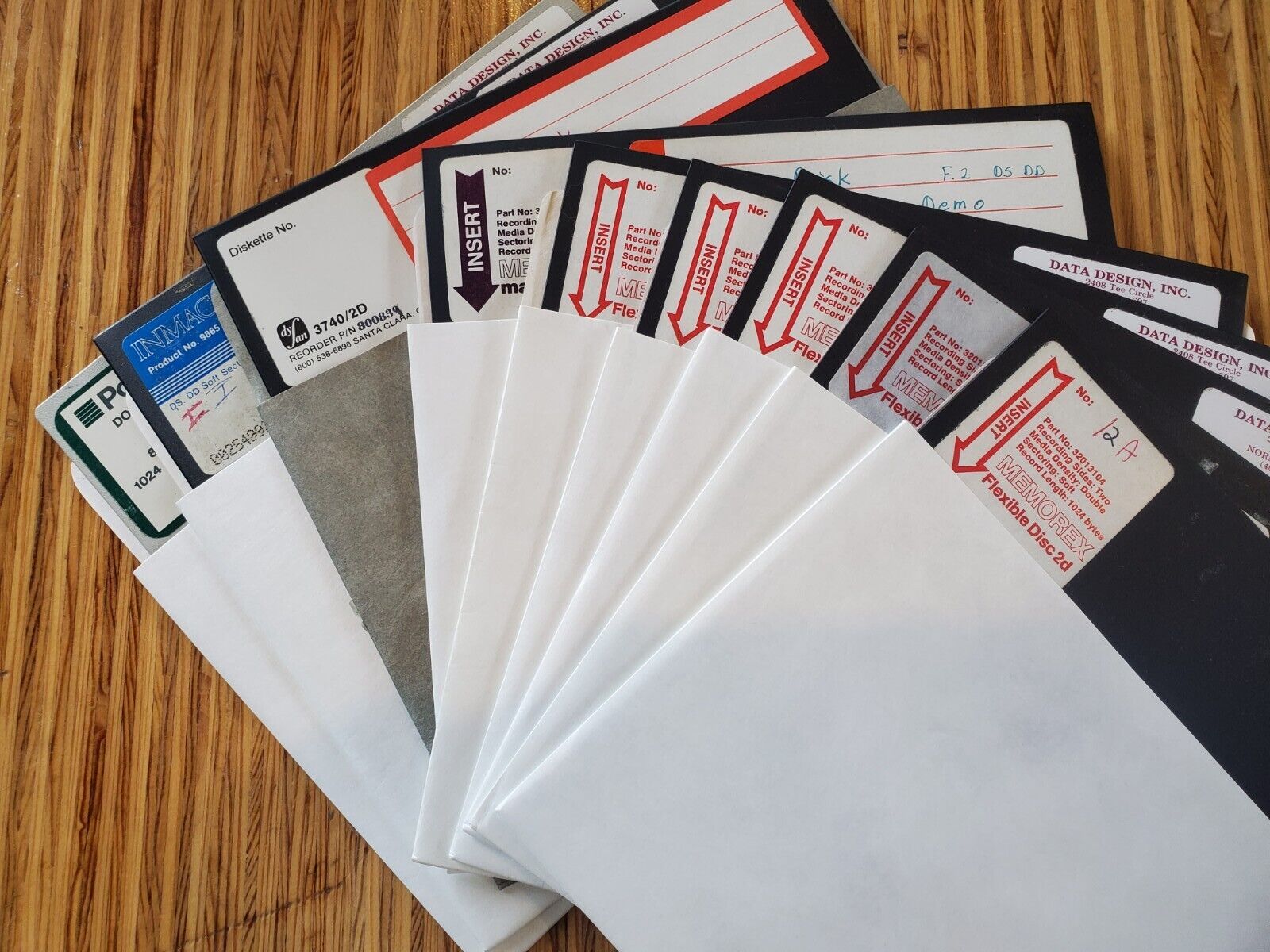 Nine 8 inch floppy disks DSDD (used)