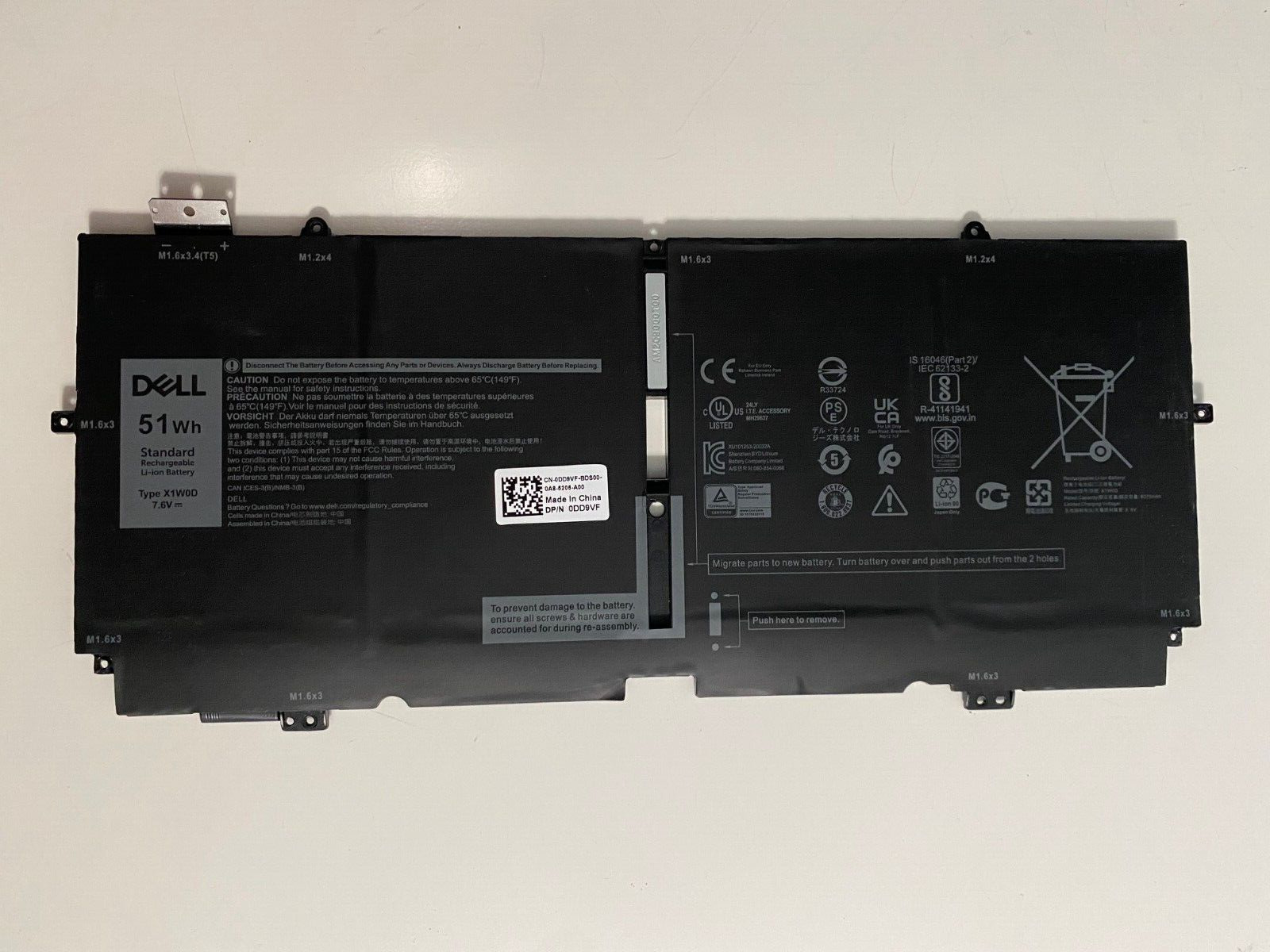 NEW OEM Dell XPS 13 9310 Notebook Laptop Battery 51WHR X1W0D DD9VF