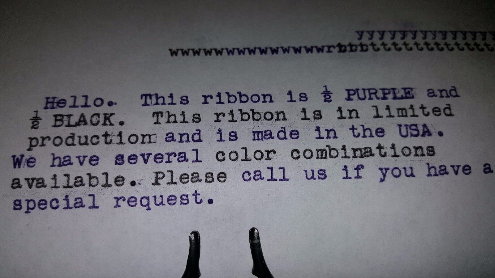Universal Typewriter Ink Ribbon - Black and Purple Ink Ribbon - Made in USA