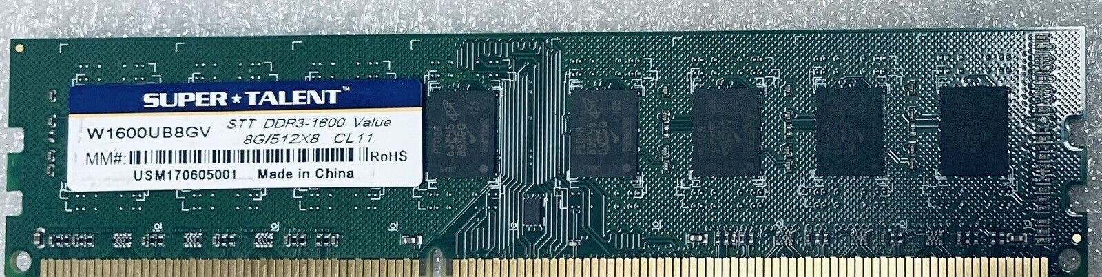 Super Talent 8GB DDR3-1600 W1600UB8GV Desktop RAM