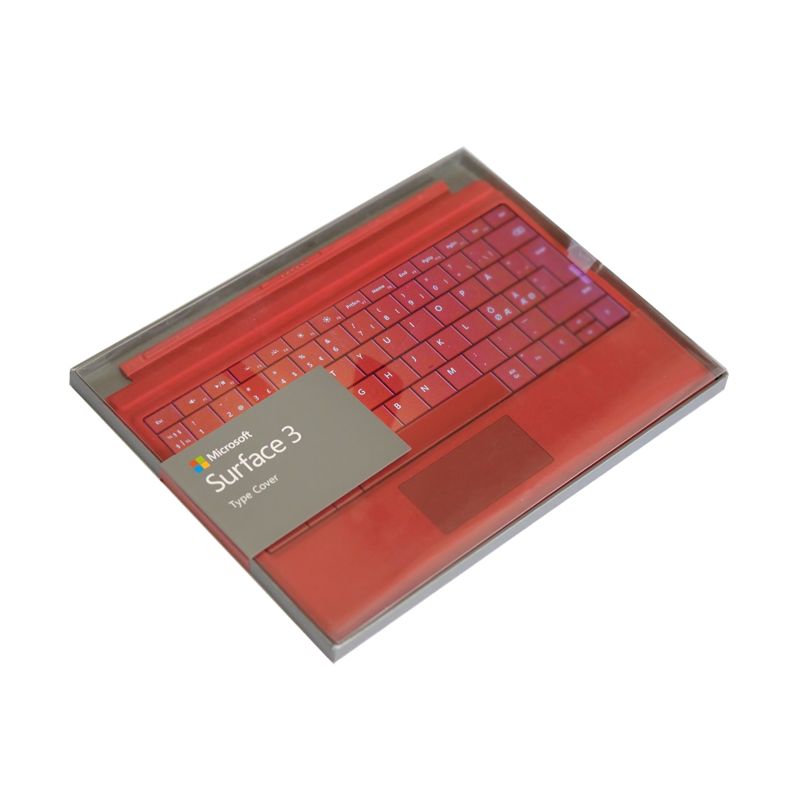 Microsoft Surface 3 Type (ONLY) Cover | QWERTY Keyboard | US/Nordic Layout | Red