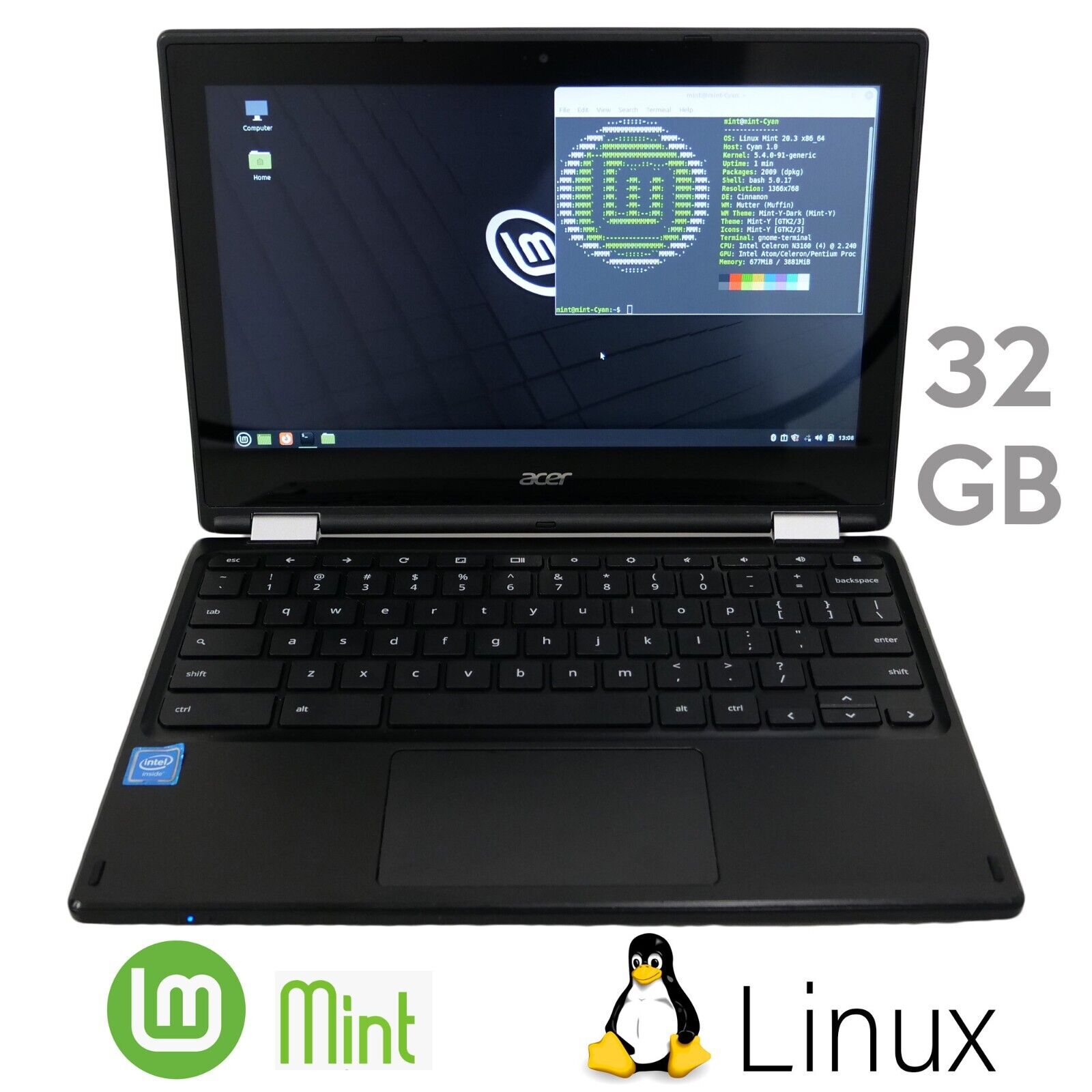 Linux Mint Laptop - 32GB SSD 4GB 11.6\