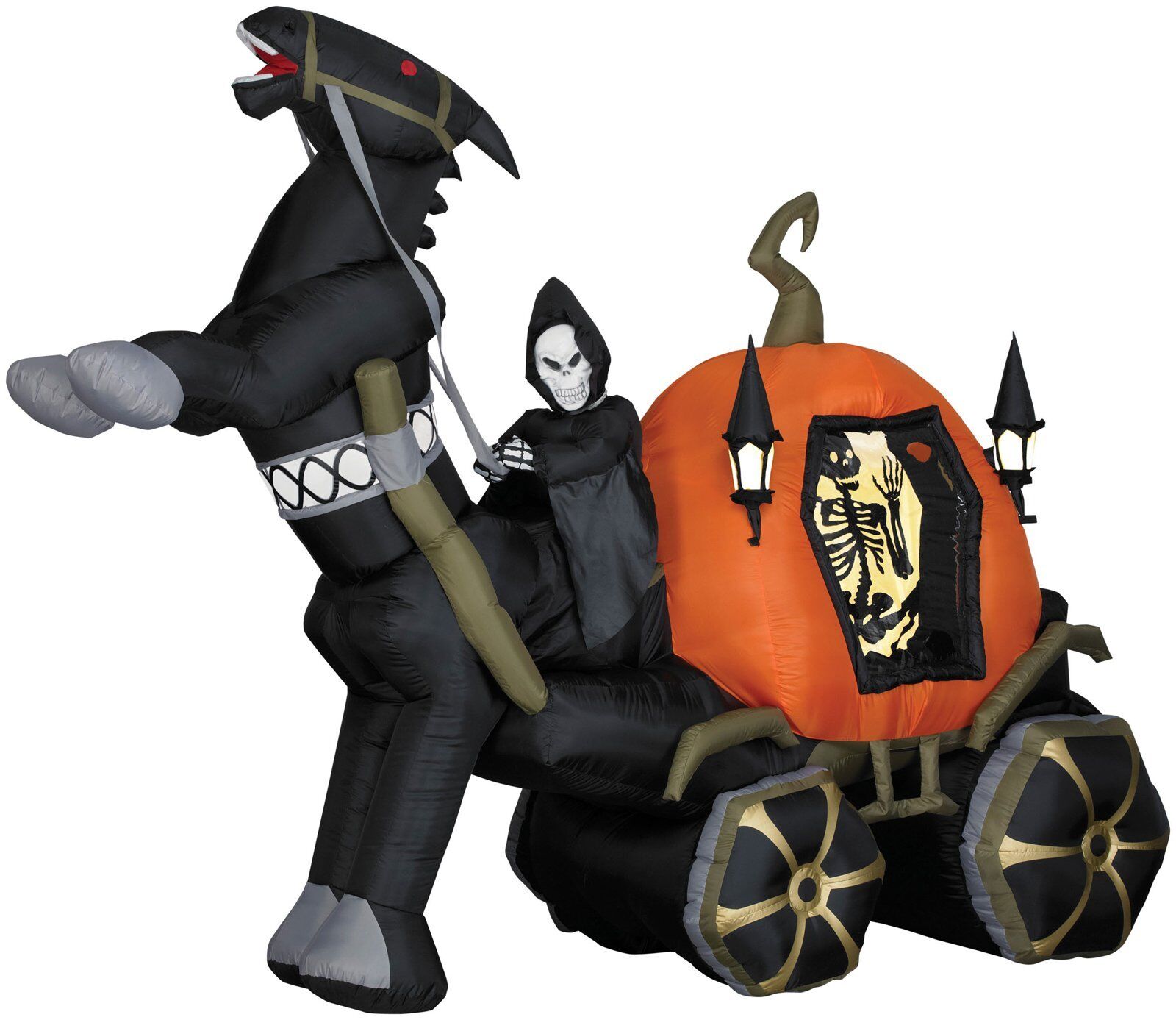 HALLOWEEN ANIMATED GRIM REAPER PUMPKIN CARRIAGE SOUND  INFLATABLE AIRBLOWN