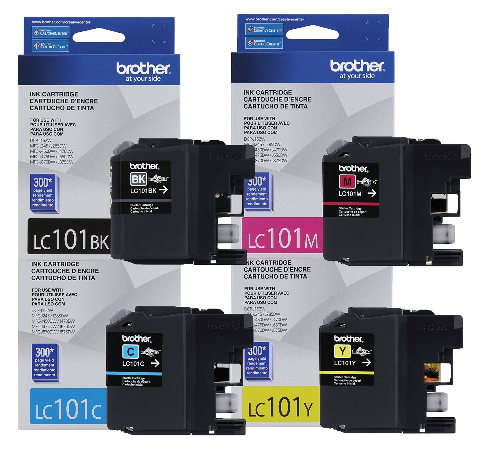 GENUINE NEW Brother LC-101 Ink Cartridge 4 Pack