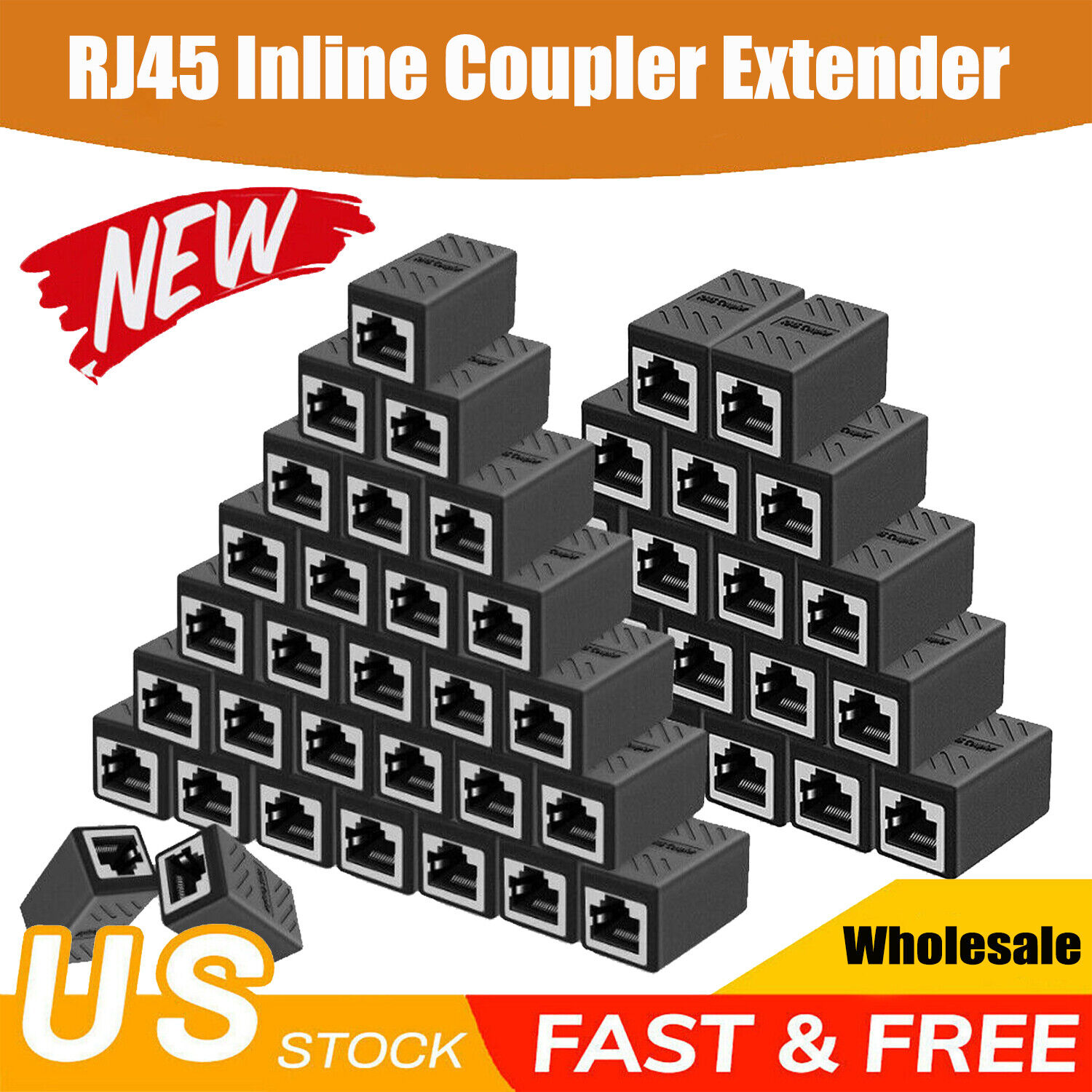 RJ45 Coupler Extender Ethernet Network LAN Cat5/5e/6/7 Cable Joiner Adapter Lot
