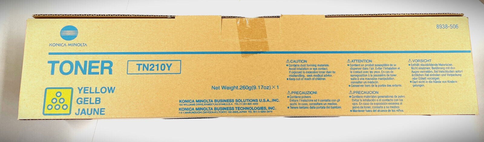 Konica Minolta TN210 8938-506 Yellow Toner Cartridge For Bizhub C250 C252 NEW