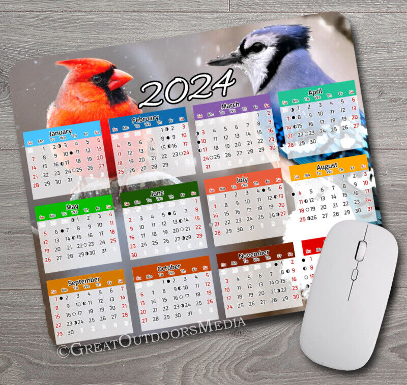 2024 Calendar Mouse Pad / PC Mousepad ~ Birds Ducks Fishing Hunting Outdoor GIFT