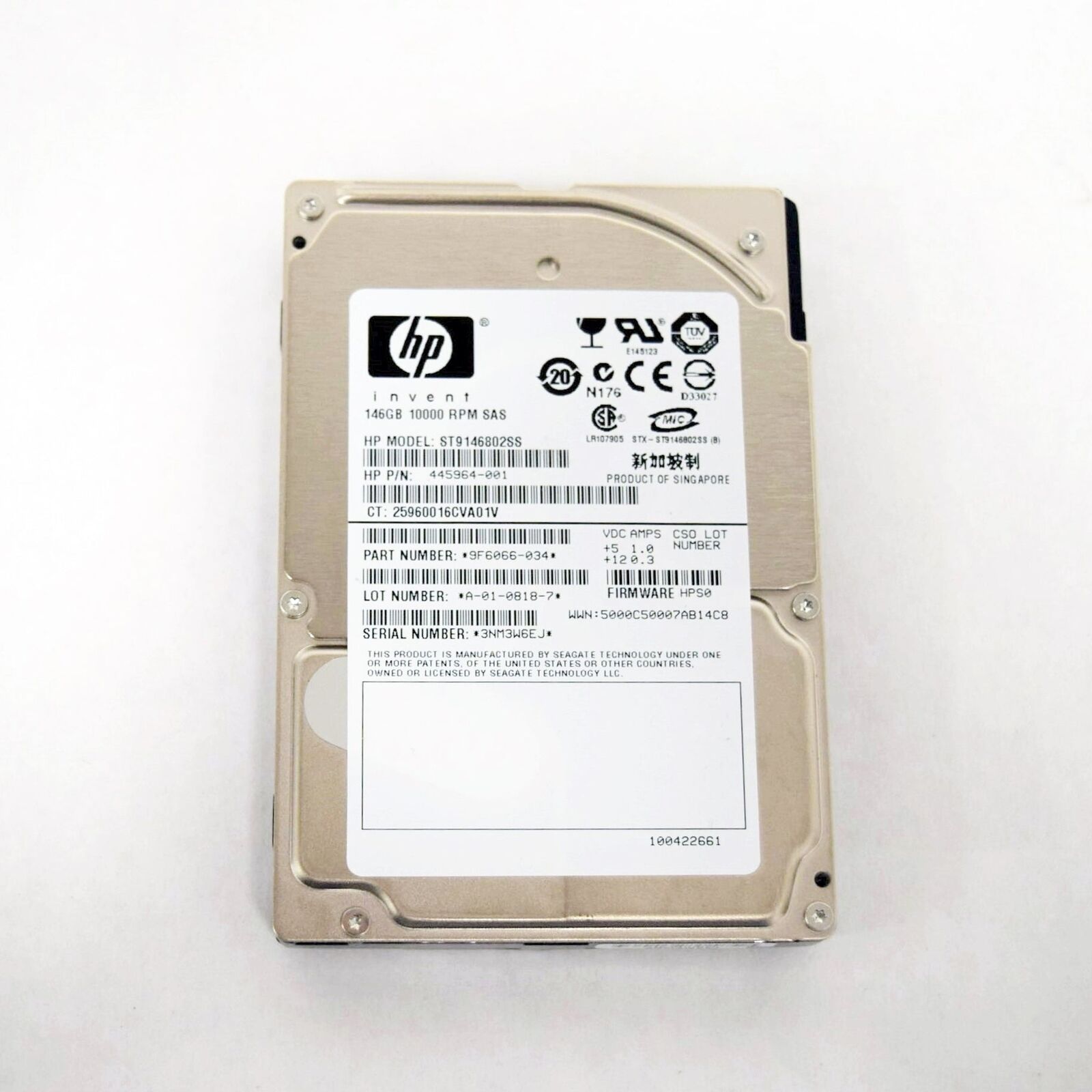 HP 146GB 3.0 Gbps 10K SAS Hard Drive - 445964-001