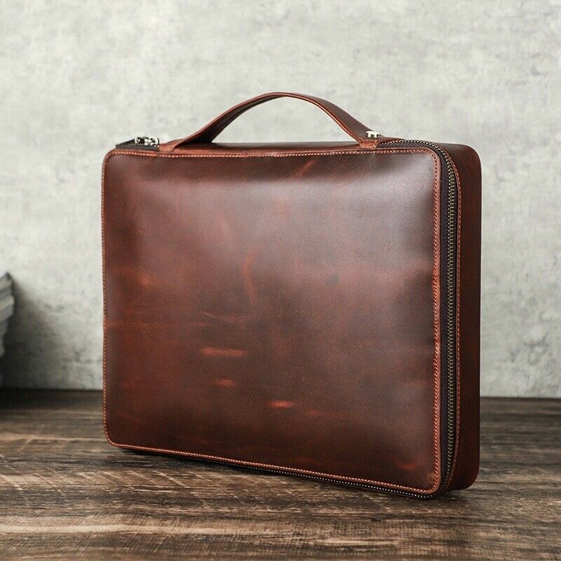 Vintage Genuine Leather Laptop Case Bag for MacBook Pro 13.3 14.2 inch Coffee