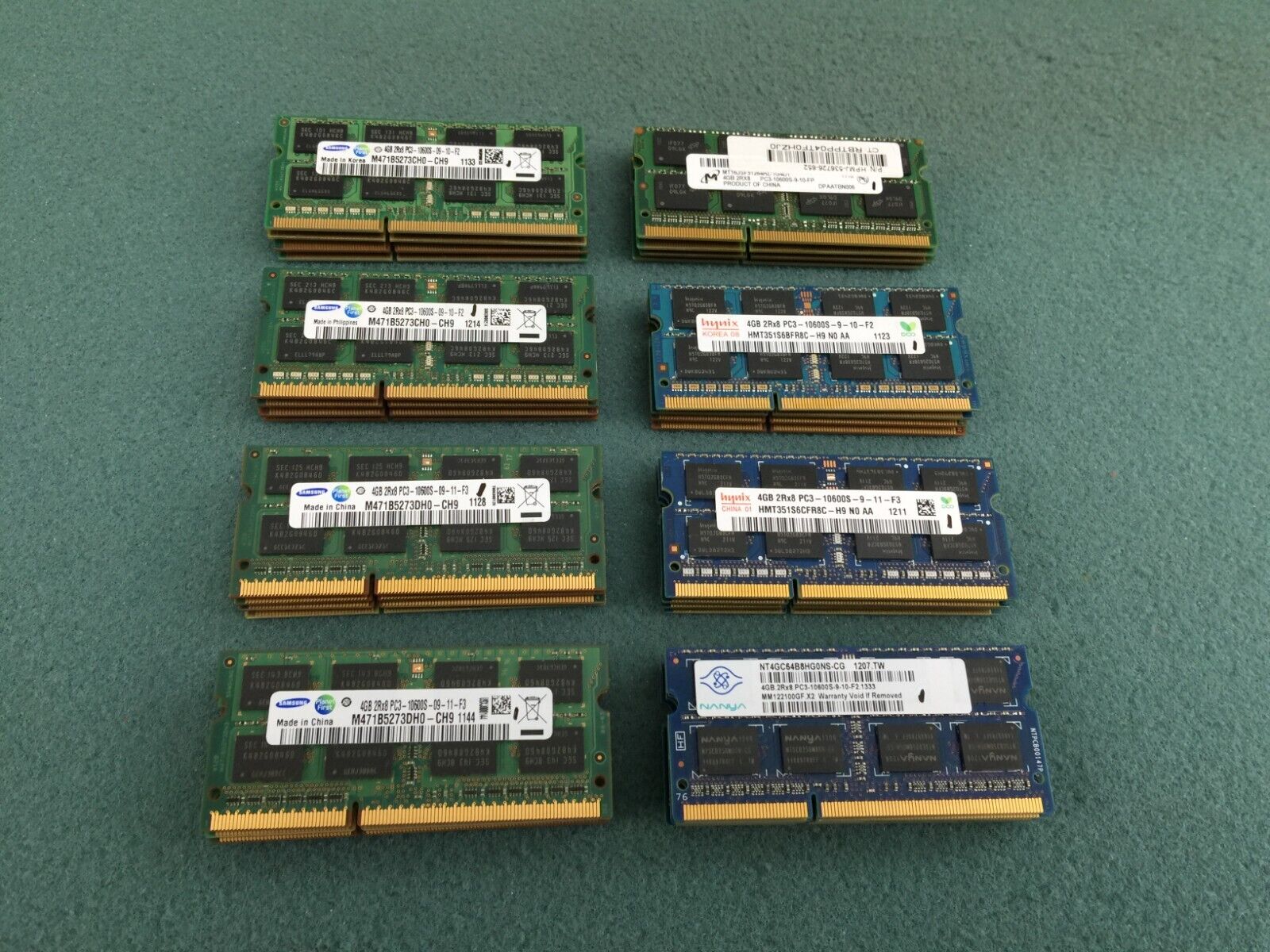 (Lot of 32) Mixed 4GB PC3-10600S 1333MHz DDR3 SODIMM Laptop Memory RAM - R473