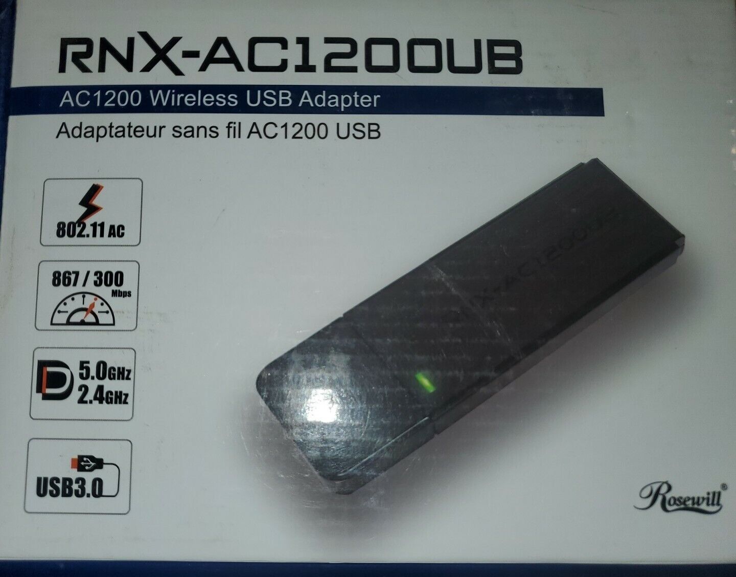 USB 3.0 Adapter AC1200 Wireless- 802.11AC - Rosewill RNX-AC1200UB 802.11a/b/g/n