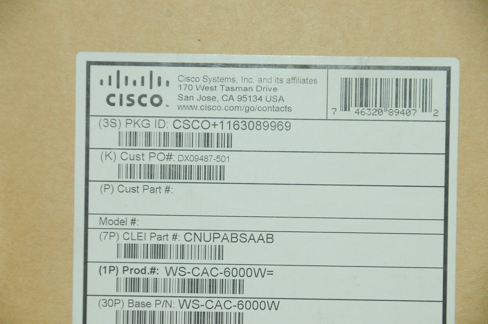 *Brand New* Cisco WS-CAC-6000W AC Power Supply for Catalyst 6500 6MthWty TaxInv
