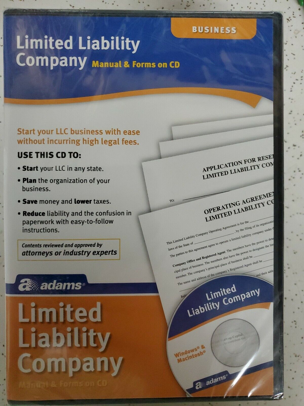 Adams Limited Liability Company Manual & Forms on CD, **BRAND NEW SEALED**