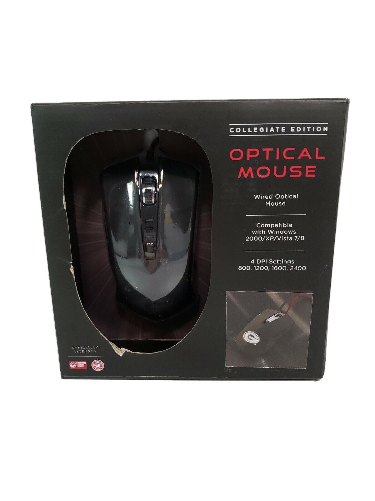 University of Georgia UGA Wired Optical Mouse Collegiate Edition w/ LIGHTED LOGO