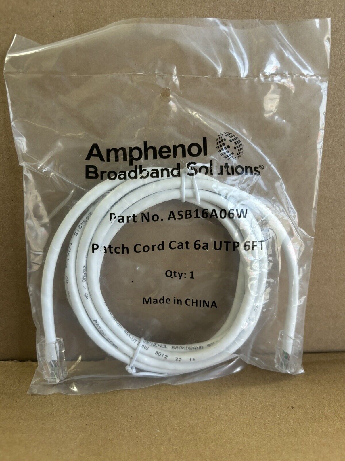 ASB16A06W 6ft (1.8m) Cat6 Unshielded Ethernet Network Cable -White (200 pieces)