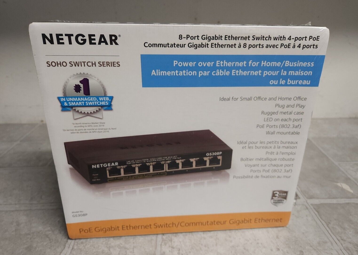 NEW Netgear GS308P-100NAS- 8-Port Gigabit Ethernet Switch 