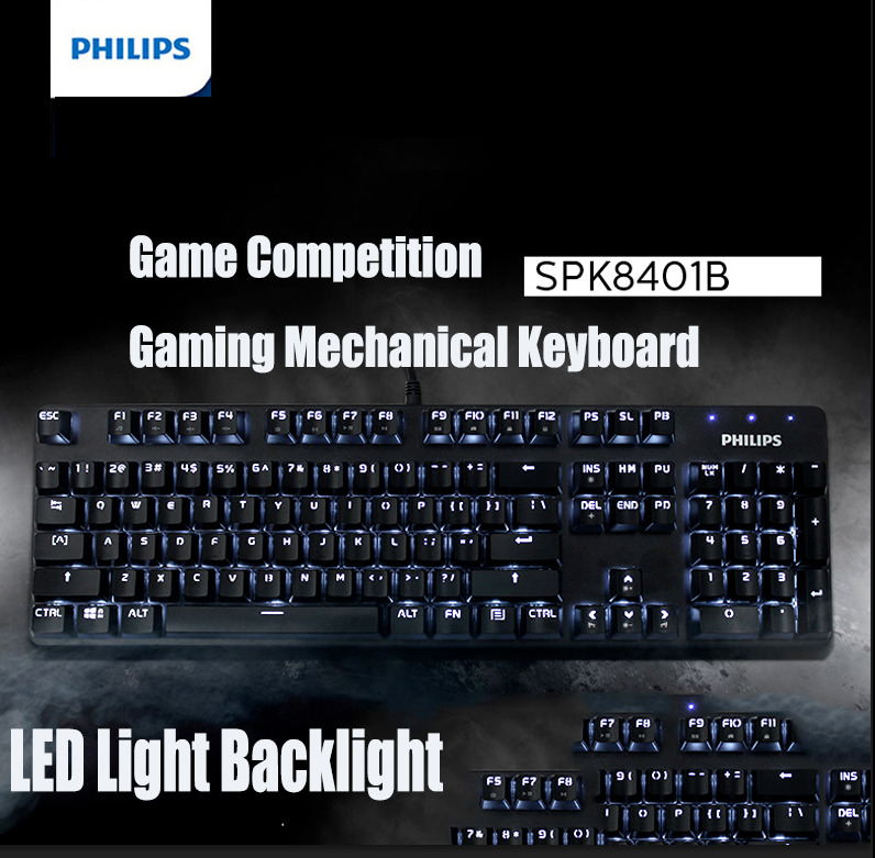 Philips SPK8401 USB Gaming Keyboard Mechanical LED Backlit 104 key for PC Laptop