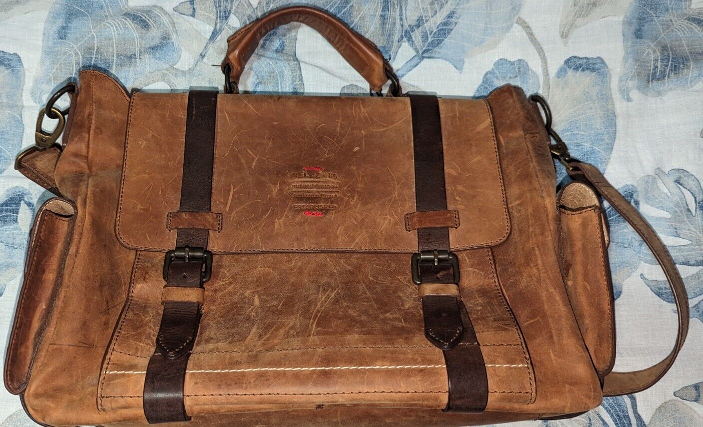 VELEZ Tan Leather Messenger Bag for Men - 16\'