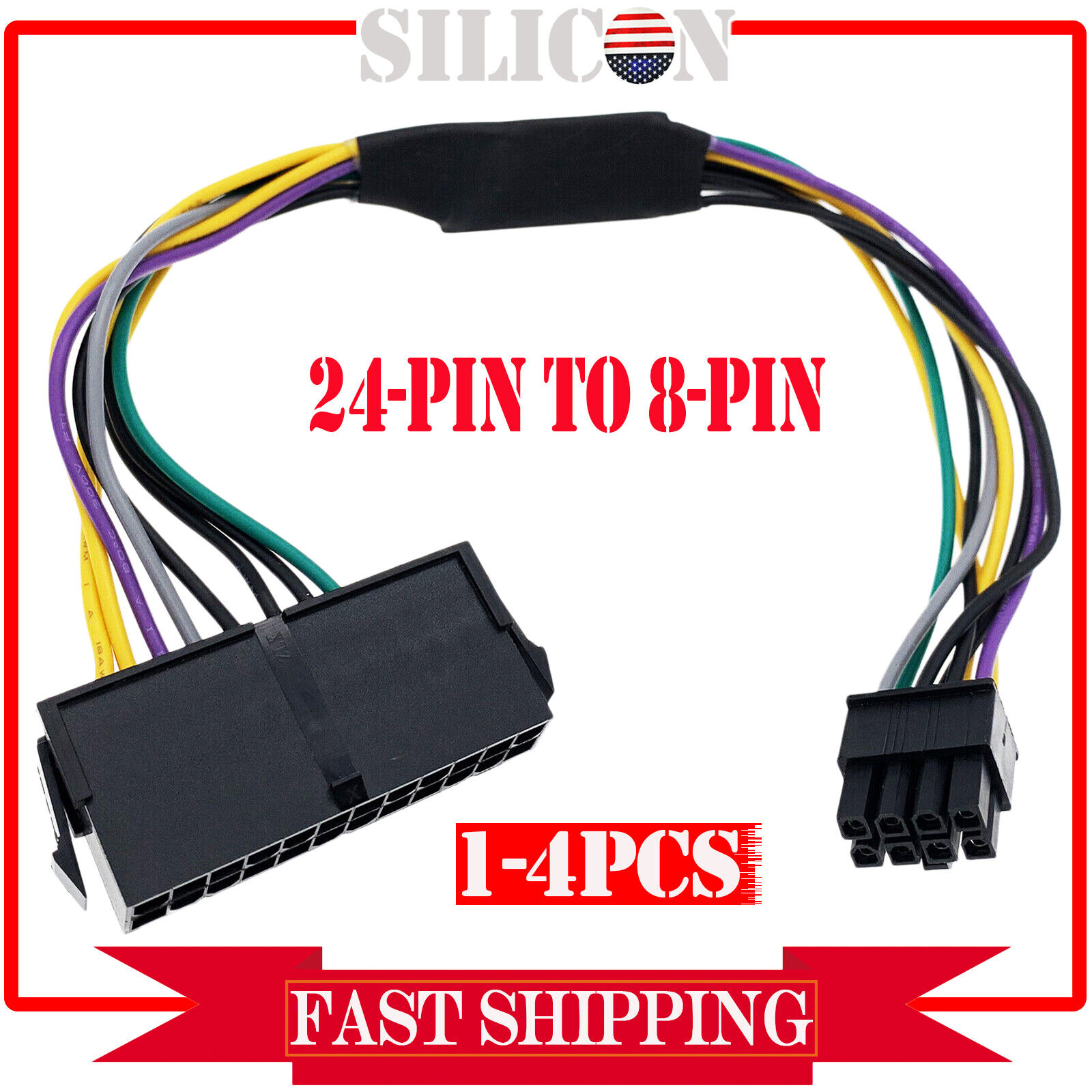 24-Pin to 8-Pin 18AWG ATX Power Supply Adapter Cable For Dell Optiplex Computers