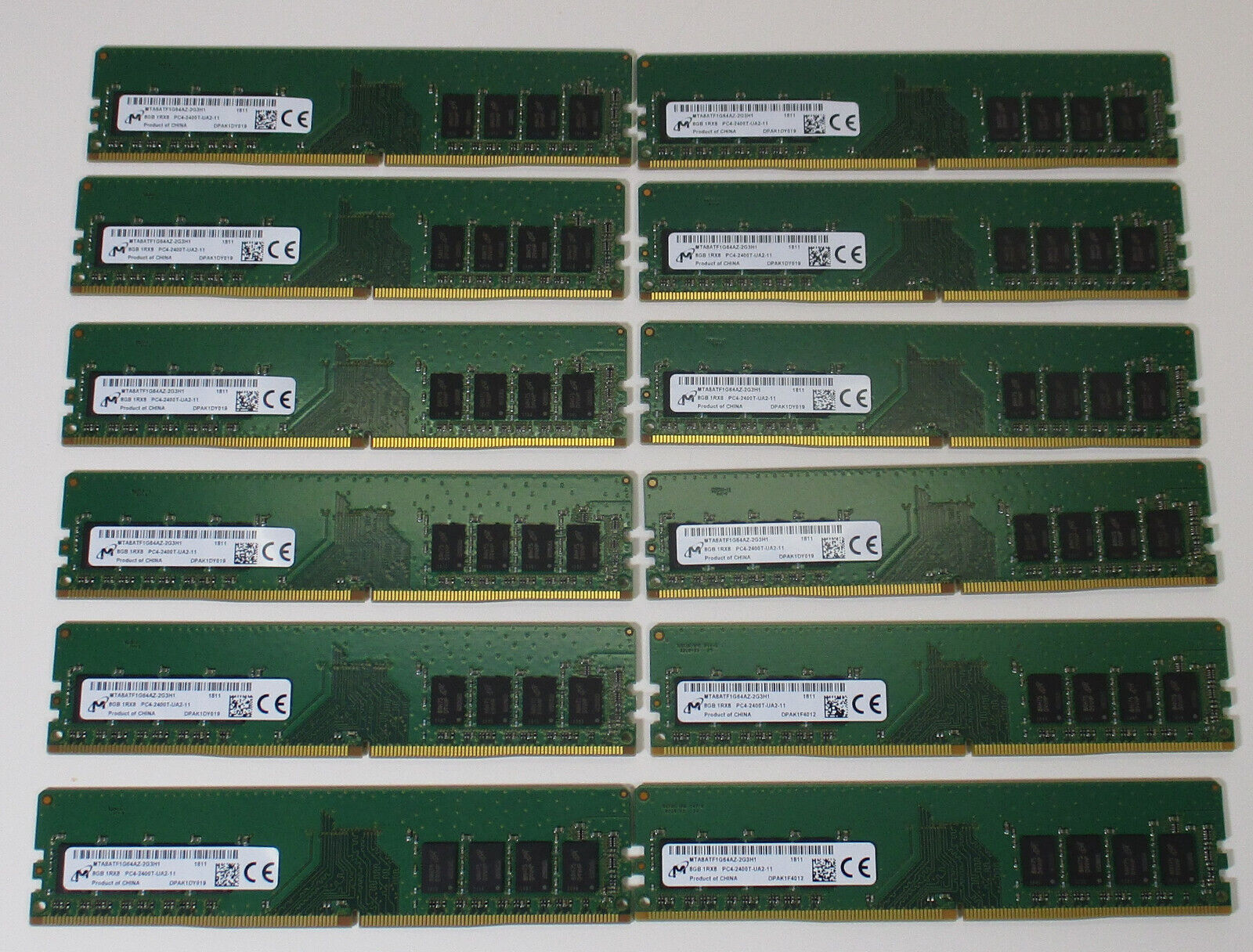 Lot Of 12 Micron 8GB 1RX8 PC4-2400T-UA2-11 Desktop Ram